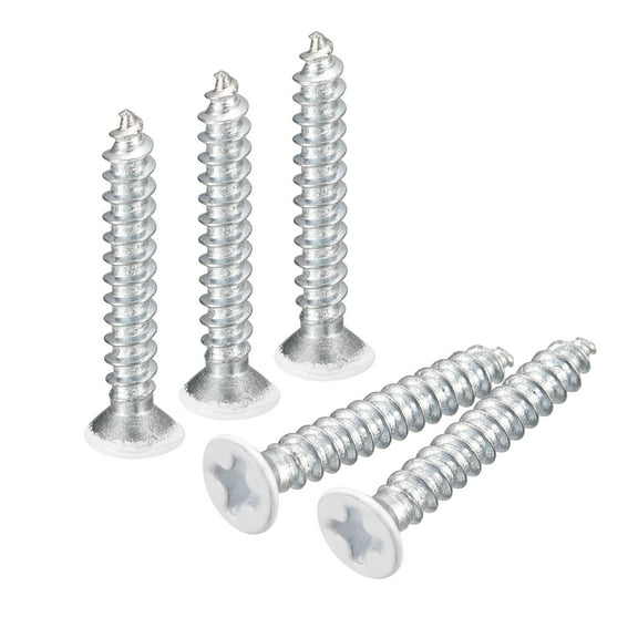 ST3x20mm White Screws Self Tapping Screws, 50 Pack Flat Head Phillips Wood Screws for Woodworking