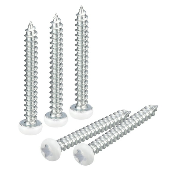 ST3x25mm White Screws Self Tapping Screws, 100 Pack Pan Head Phillips Wood Screws for Woodworking