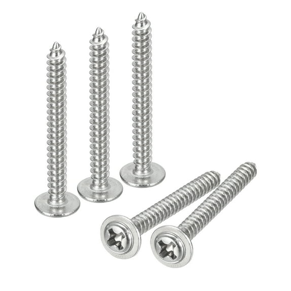 ST3x25x7mm Phillips Pan Head Self-tapping Screw with Washer, 100pack 304 Stainless Steel Wood Screw (Silver)
