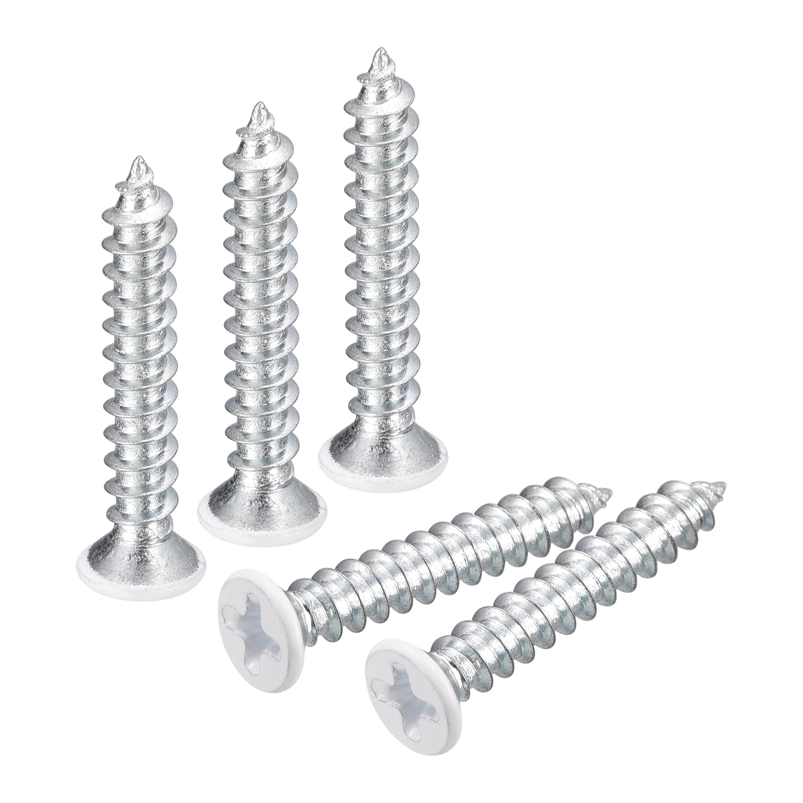 ST4x25mm White Screws Self Tapping Screws, 25 Pack Flat Head