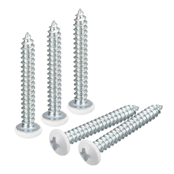 ST4x30mm White Screws Self Tapping Screws, 100 Pack Pan Head Phillips Wood Screws for Woodworking