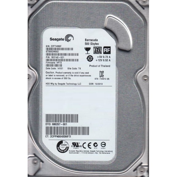 ST500DM002, Z3T, TK, PN 1BD142-021, FW HP73, Seagate 500GB SATA 3.5 Hard Drive