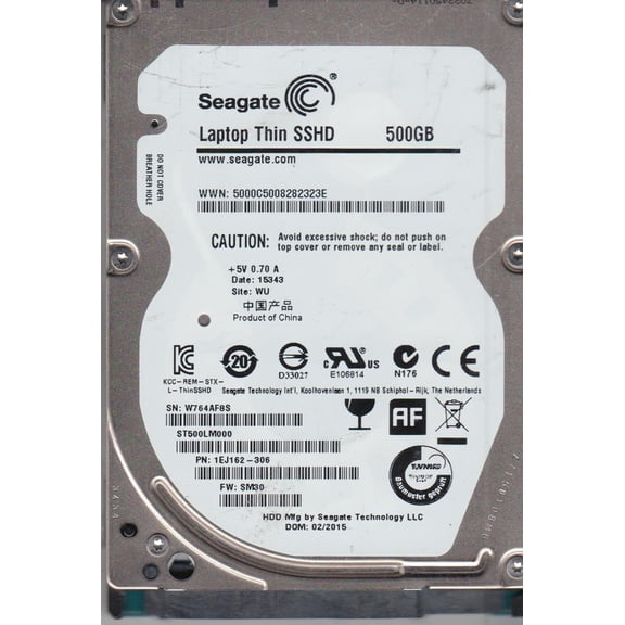 ST500LM000, W76, WU, PN 1EJ162-306, FW SM30, Seagate 500GB SATA 2.5 Hard Drive