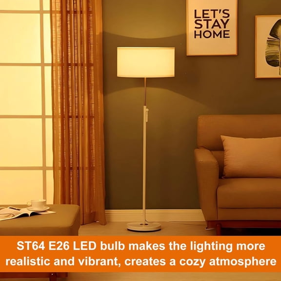 ST64 Edison LED Bulb 40w, 6 Pack Dimmable No Flicker Spiral Filaments Amber Glass ST64 Vintage LED Bulbs 320LM 4W, Equal 40W, 2200K Amber Warm E26 Base, ST 64 Amber LED Bulb for Cozy Setting