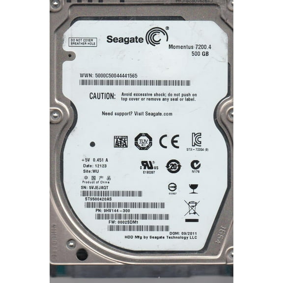 ST9500420AS, 5VJ, WU, PN 9HV144-300, FW 0002SDM1, Seagate 500GB SATA 2.5 Hard Drive