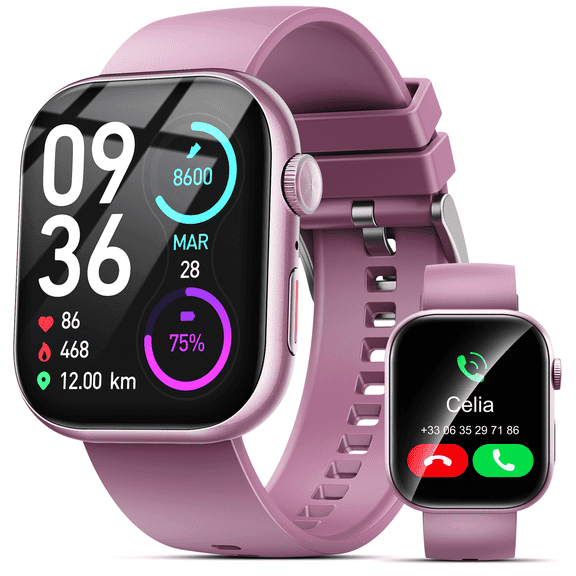 Smart Watch for Men Women, 2.01" HD Touchsreen, Bluetooth Calling, IP68 Water-Resistance, 180  Sports Modes, Health, Fitness & Sleep Tracker, Timer, Fitness Watch for Android/iOS, Pink