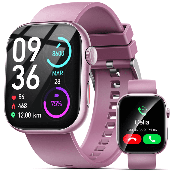 Smart Watch for Men Women, 2.01" HD Touchsreen, Bluetooth Calling, IP68 Water-Resistance, 180+ Sports Modes, Health, Fitness & Sleep Tracker, Timer, Fitness Watch for Android/iOS, Pink