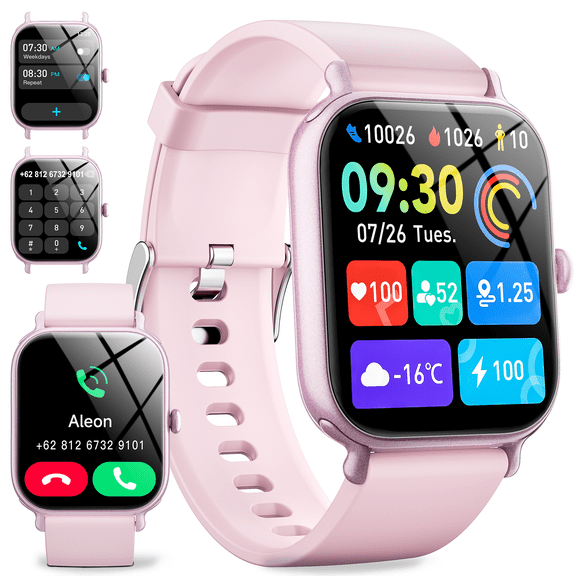 Smart Watch for Men Women, 2.01" HD Touchsreen, Bluetooth Calling, IP68 Water-Resistance, 180+ Sports Modes, Health, Fitness & Sleep Tracker, Timer, Fitness Watch for Android/iOS, Pink