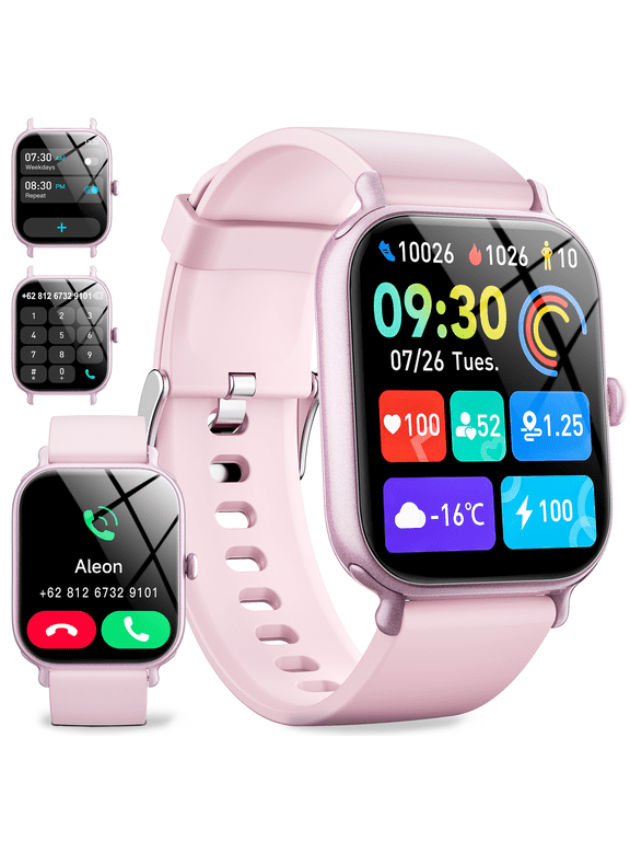 Smart Watch for Men Women, 2.01" HD Touchsreen, Bluetooth Calling, IP68 Water-Resistance, 180+ Sports Modes, Health, Fitness & Sleep Tracker, Timer, Fitness Watch for Android/iOS, Pink