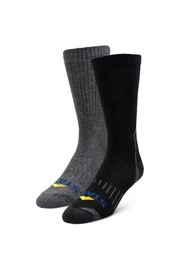 STABIL Unisex Cool Max Performance Work Socks, Gray/Black, 8.5-12, 2 Pack