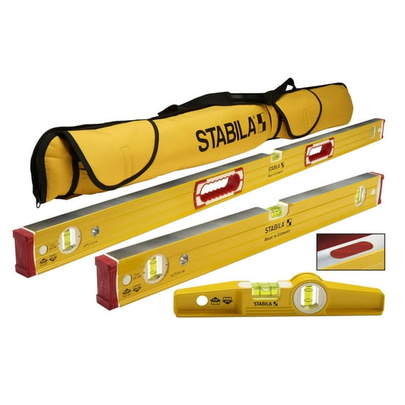 STABILA 96M Heavy Duty Aluminum Retangle Magnetic 3 Level Set w/ Case - 48380
