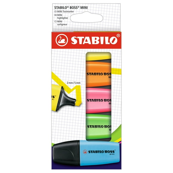 STABILO BOSS MINI Highlighter Set, 5-Color Wallet Set