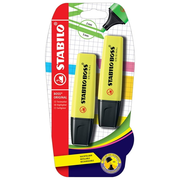 STABILO BOSS ORIGINAL Highlighter Set 2-Pen Set, Yellow