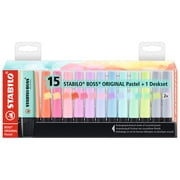 STABILO BOSS ORIGINAL Highlighters Set, 15-Color Pastel Desk Set