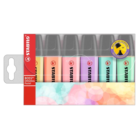 STABILO BOSS ORIGINAL Pastel Highlighter Set, 6-Color