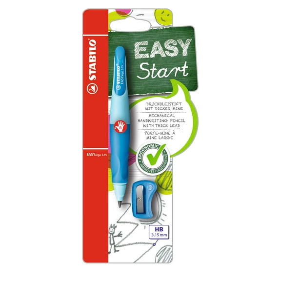 STABILO EASYergo Mechanical Pencil, Right-Handed Light, Blue/Dark Blue