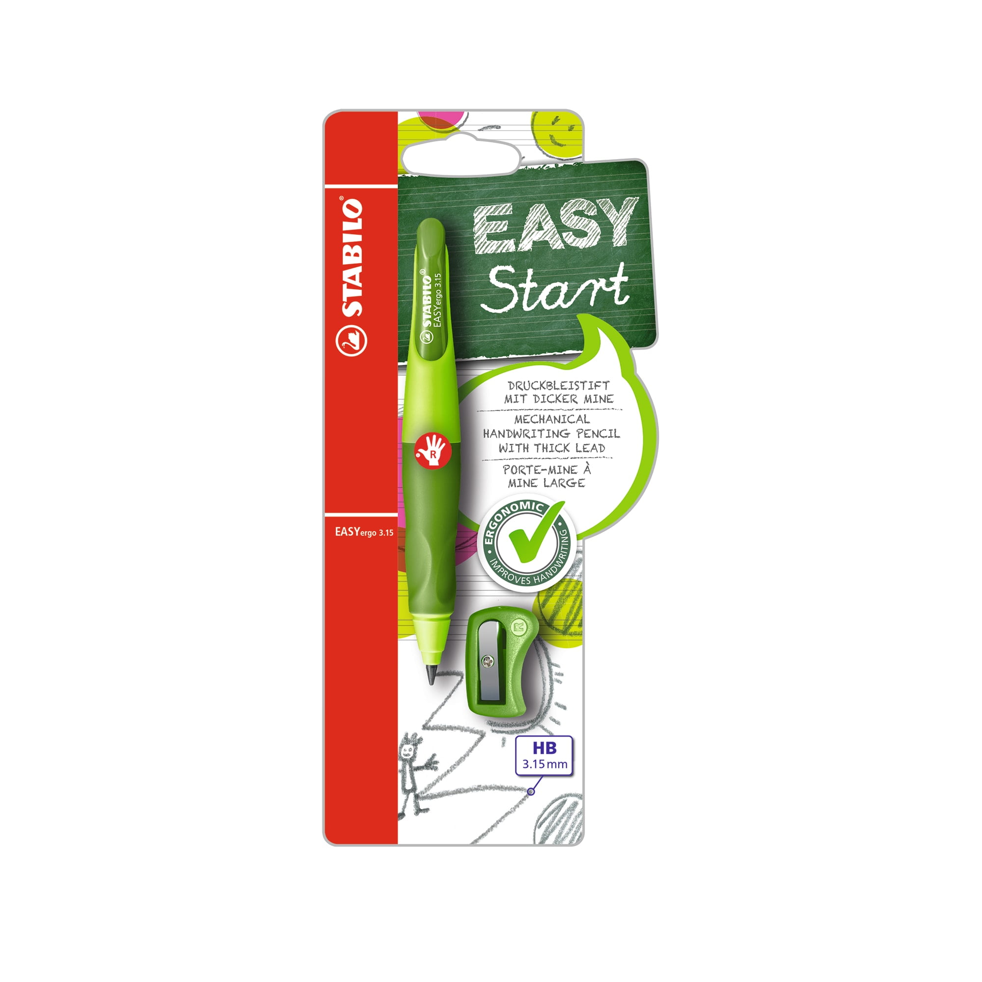 STABILO EASYergo Mechanical Pencil, Right-Handed, Light Green/Dark Green