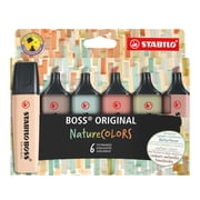 STABILO - BOSS ORIGINAL NatureCOLORS - Highlighter - Pack of 6 - Beige, Warm Grey, Earth Green, Sienna, Mud Green, Umber