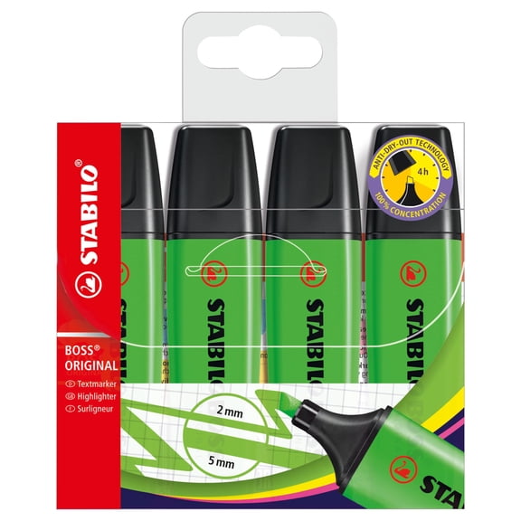 STABILO Highlighter BOSS ORIGINAL - Pack of 4 - Green