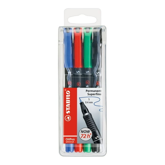 STABILO OH Pen Permanent Set, Super Fine, 4-Color