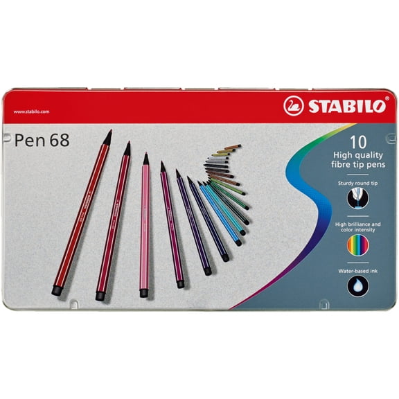 STABILO Pen 68 Tin Set, 10-Color