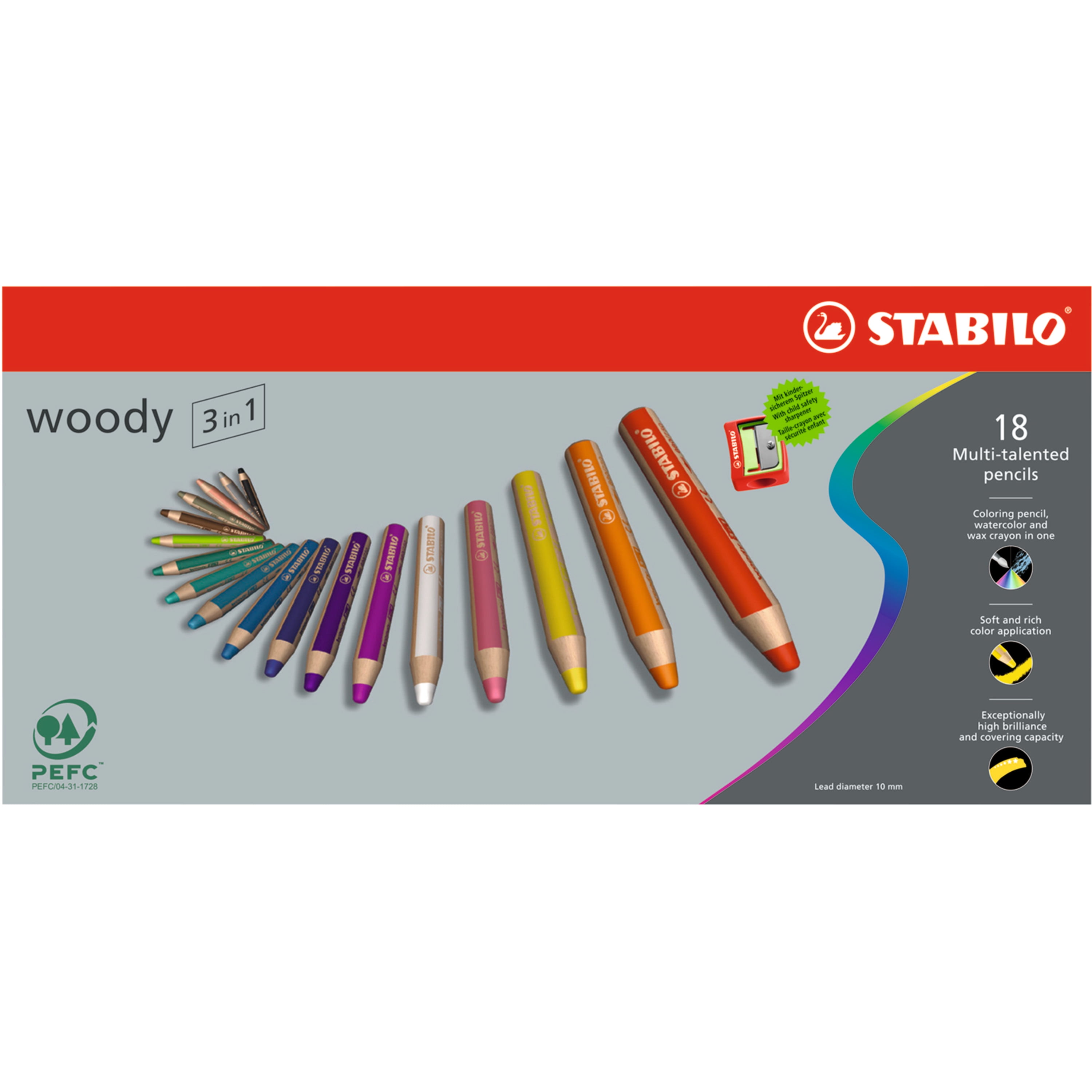 STABILO woody 3in1 crayon de couleur multi-surfaces mine extra-large (10  mm) - Bleu outremer ≡ CALIPAGE