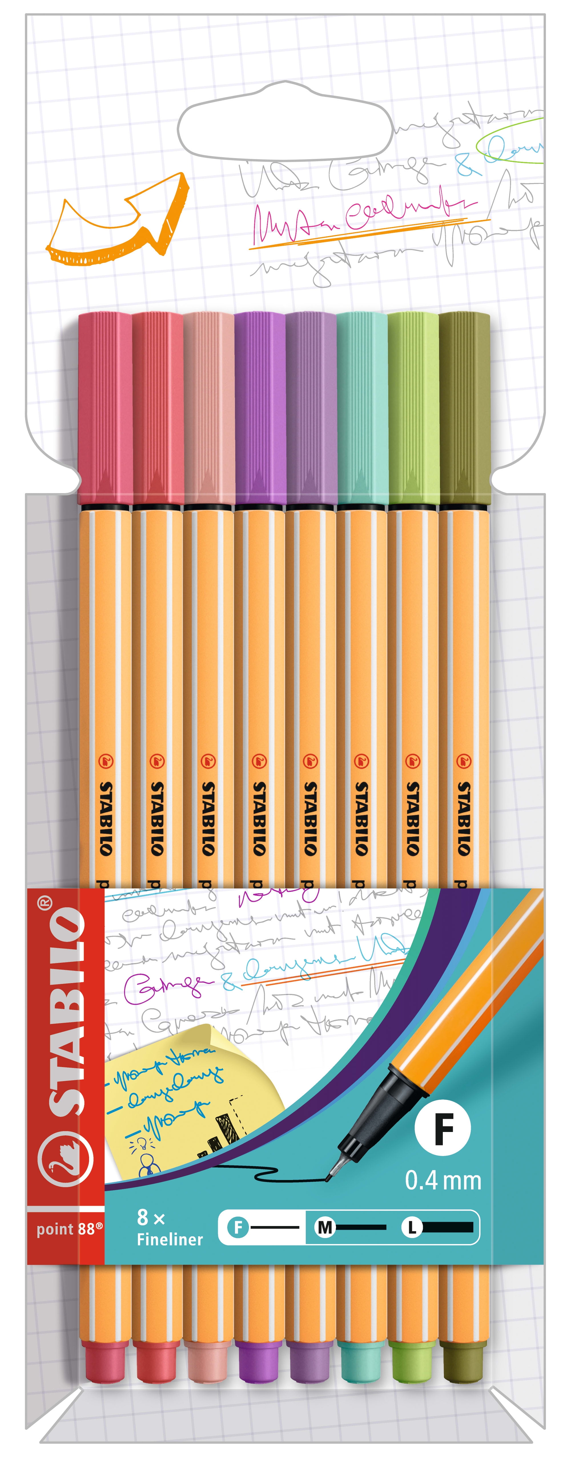 STABILO Point 88- Pack of 8 Pastel Colors