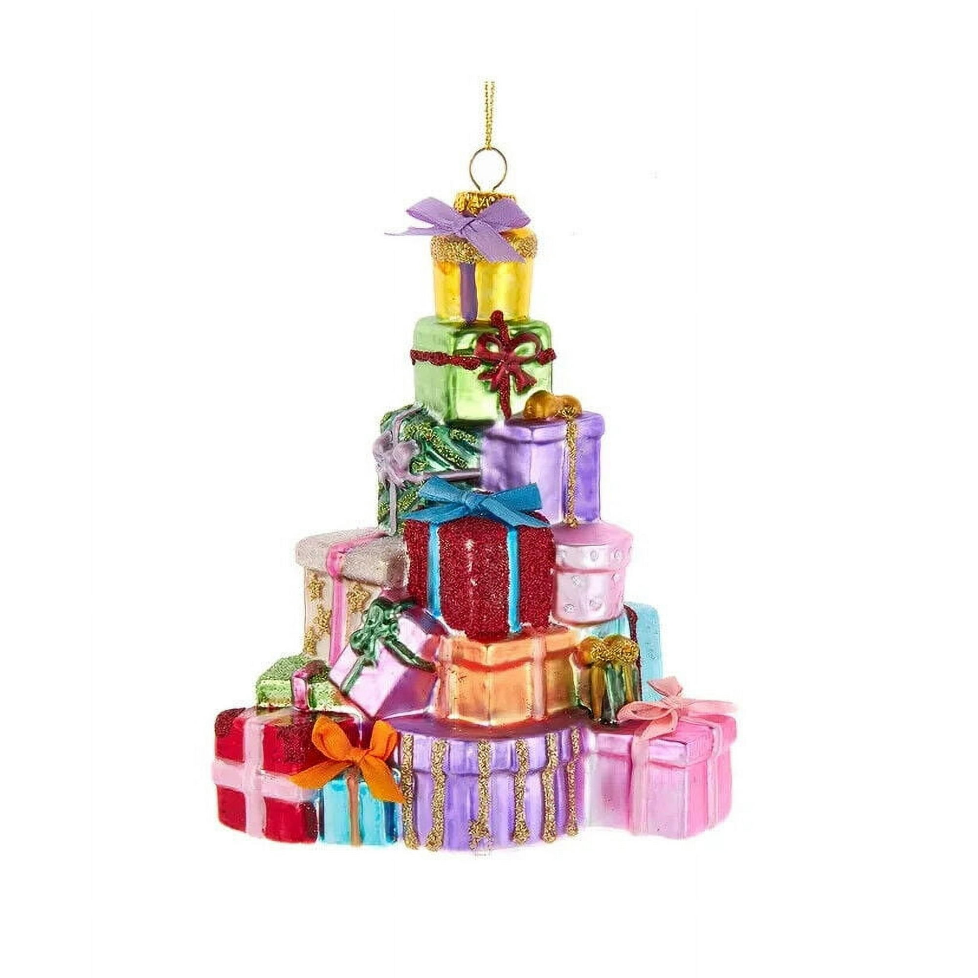 STACK OF GIFT BOXES Large Glass Christmas Ornament