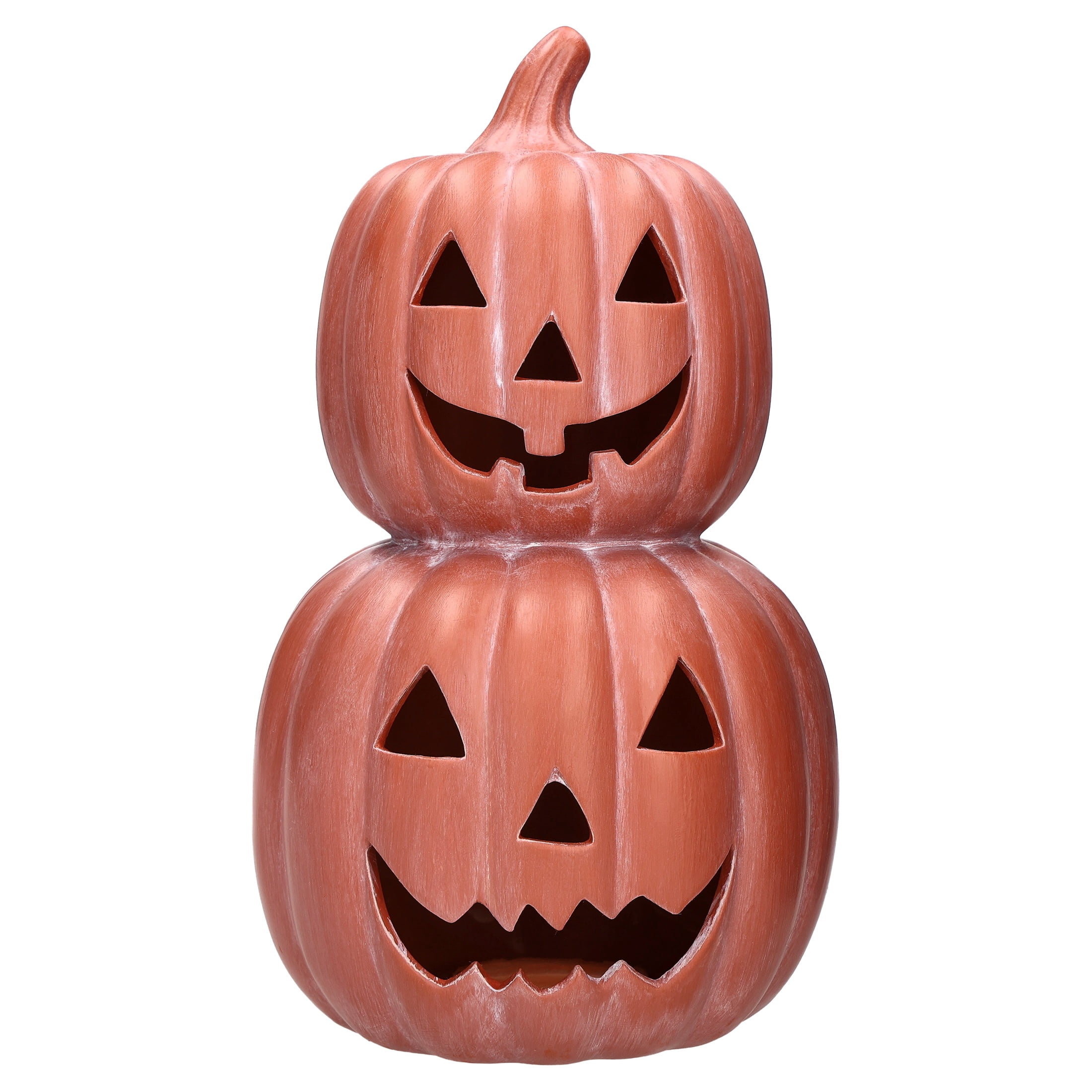 Ceramic Stacked Jack-o'-Lantern Decoration, Terracotta, 11.25", Halloween by Way To Celebrate