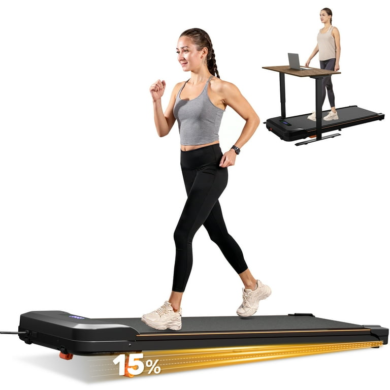 STACOO 15° Incline Walking Pad Treadmill, Quiet Motor, Portable Slim  Folding Under Desk Treadmill with Remote LED Display, Shock-Absorbing