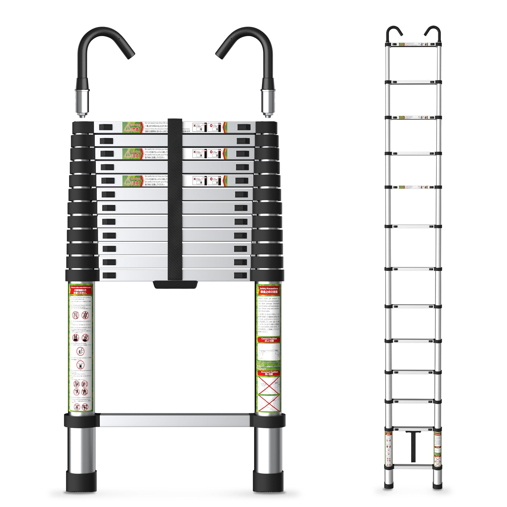 STACOO 16.5ft Telescopic Ladder, Heavy-Duty Steel Roof Ladder with Anti ...