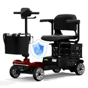 STACOO 4 Wheel Mobility Scooter for Seniors & Adults, Foldable Electric Powered Scooter with 15+ Mile Long Range Battery & Dual Baskets, Heavy Duty Travel Mobility Device