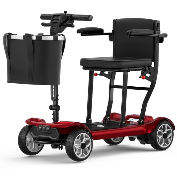 STACOO 4 Wheel Mobility Scooter for Seniors & Adults, 400lbs Capacity, Foldable Electric Powered Scooter, 25+ Mile Long Range , with 2 Removable Lithium Batteries, Red