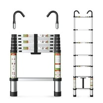 STACOO 6.5ft Telescopic Ladder, Heavy-Duty Steel Roof Ladder with Anti-Slip Hooks, 330 lbs Capacity, Foldable Space-Saving Design for Home, Attic, Roof & Outdoor Work