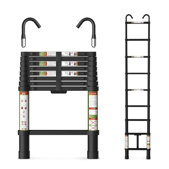 STACOO 8.5ft Telescopic Ladder, Heavy-Duty Steel Roof Ladder with Anti ...