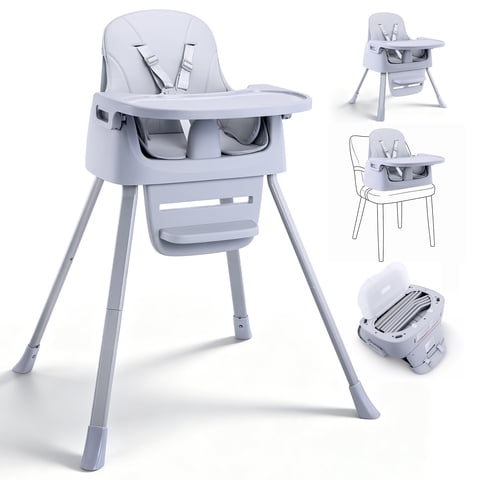 STACOO 3 in 1 Baby High Chair, Toddler Dining Booster Seat, Easy-to-Clean Baby Feeding Chairs, Designed for Children Aged 3–36 months, Gray