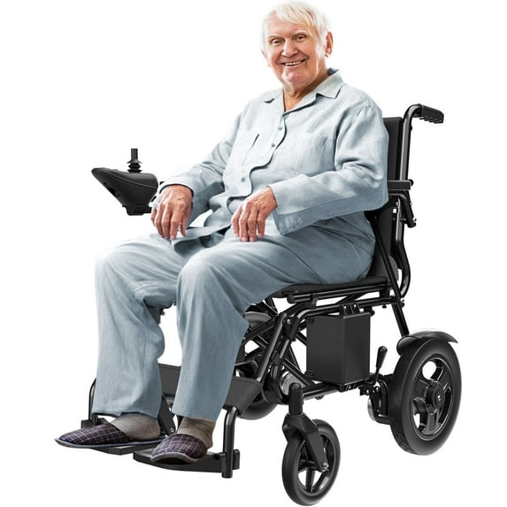 STACOO Foldable Electric Wheelchair for adults, All Terrain Smart Motorized Wheelchair, Senior-Friendly Power Chair with 360° Joystick, Long-Range Mobility Scooter, Black