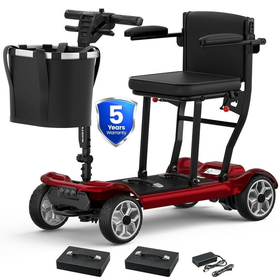 STACOO Upgrade 4 Wheel Mobility Scooter for Adults & Seniors, 300LBS Capacity, 25Miles Range with 2 Removable Batteries, Foldable Lightweight Design  (Outdoor/Indoor Use)