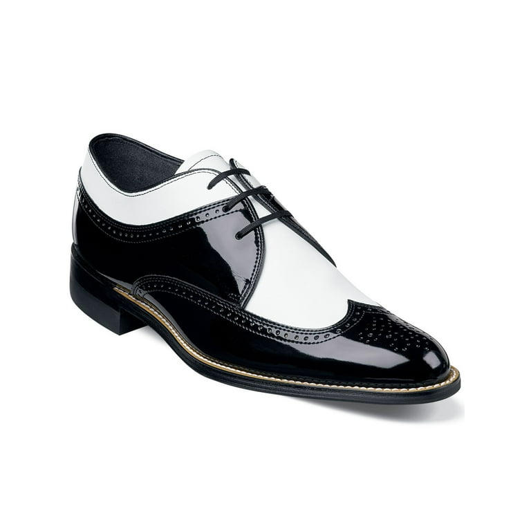 STACY ADAMS Mens Black Color Block Padded Dayton Wingtip Toe Block Heel Lace Up Leather Dress Shoes 8.5 D Walmart