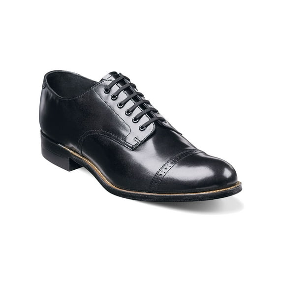 STACY ADAMS Mens Black Cushioned Madison Cap Toe Lace-Up Leather Dress Oxford Shoes 9.5 D
