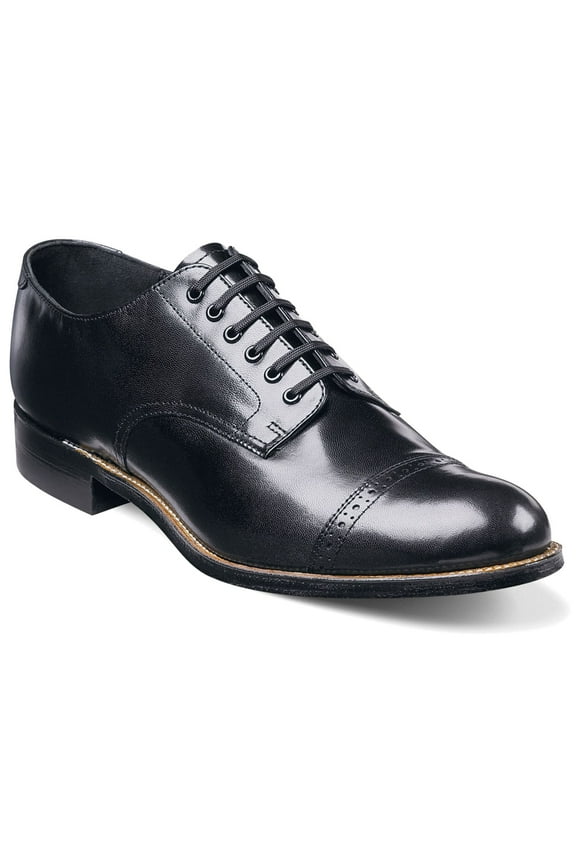 STACY ADAMS Mens Black Cushioned Madison Cap Toe Lace-Up Leather Dress Oxford Shoes 9.5 D