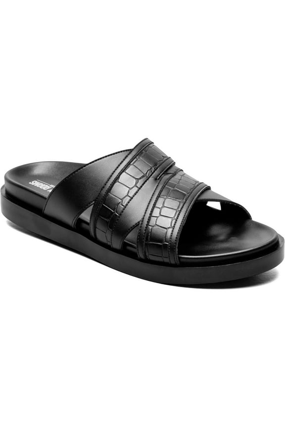Mens Black Mixed Media Cushioned Mondo Open Toe Slip On Slide Sandals Shoes 11 M