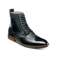 thumbnail image 1 of STACY ADAMS Mens Black Mixed Media Heel Pull-Tab Brogue Cushioned Eyelet Finnegan Wingtip Toe Stacked Heel Lace-Up Leather Dress Boots Shoes 10 M, 1 of 7