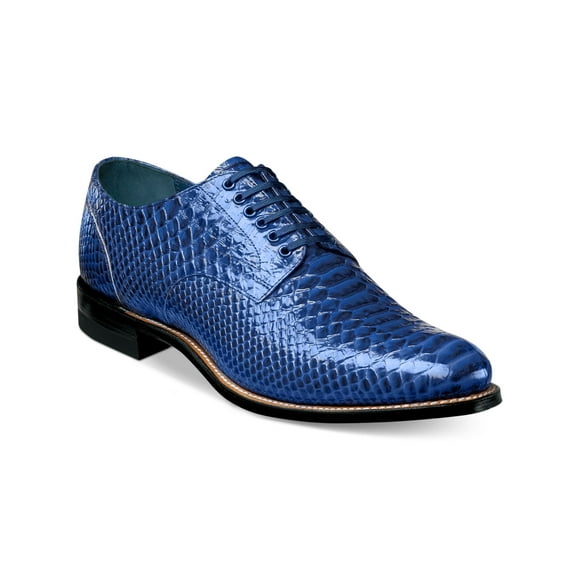 STACY ADAMS Mens Blue Animal Print Metal Eyelets Madison Round Toe Stacked Heel Lace-Up Dress Oxford Shoes 12 D