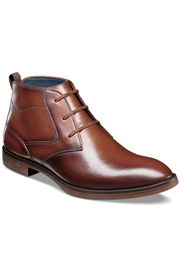 Mens Brown Arch Support Removable Insole Kyron Round Toe Block Heel Lace-Up Leather Chukka Boots 10 M