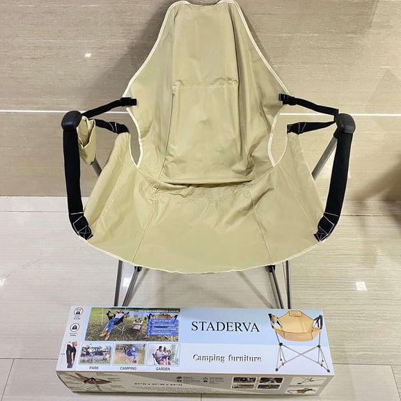 STADERVA Camping furniture,Hammock Camping Chair, Swinging Portable Folding Camp Chairs for Adults 400lbs Heavy Duty Foldable Oversized Rocker with Aluminum Alloy Frame Cup Holder Pillow