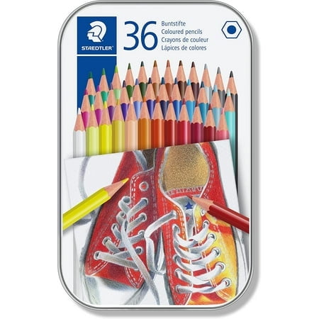 STAEDTLER 175 M36 Wood-Free Coloured Pencils - Assorted Colours Tin of 36