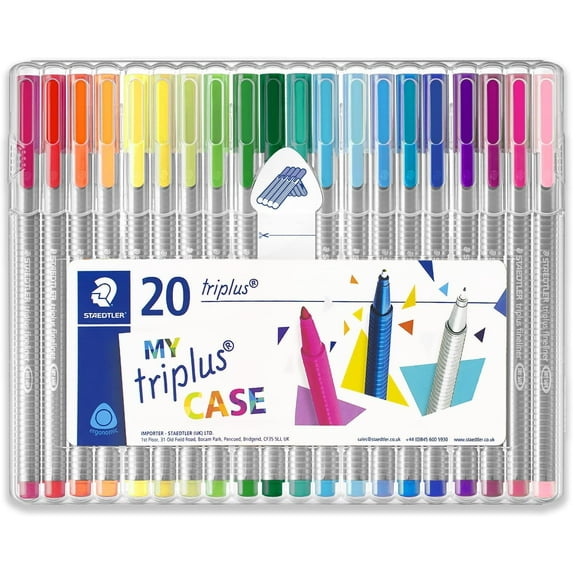 STAEDTLER 334 Triplus Fineliner Superfine Point Pens - 0.3mm - Bright Assorted Wallet of 20