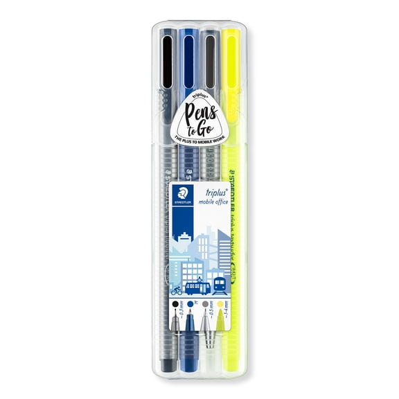 STAEDTLER 34 SB4 Triplus Mobile Office Stationery Set - Assorted Writing Instruments (Pack of 4)