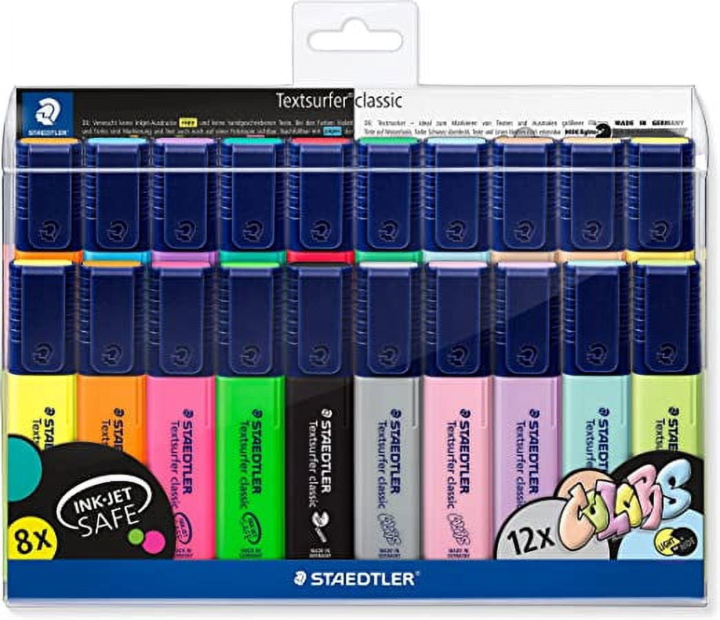 STAEDTLER 364 WP20 Textsurfer Classic Highlighter - Assorted Neon and Pastel Colours (Pack of All 20 Colours)